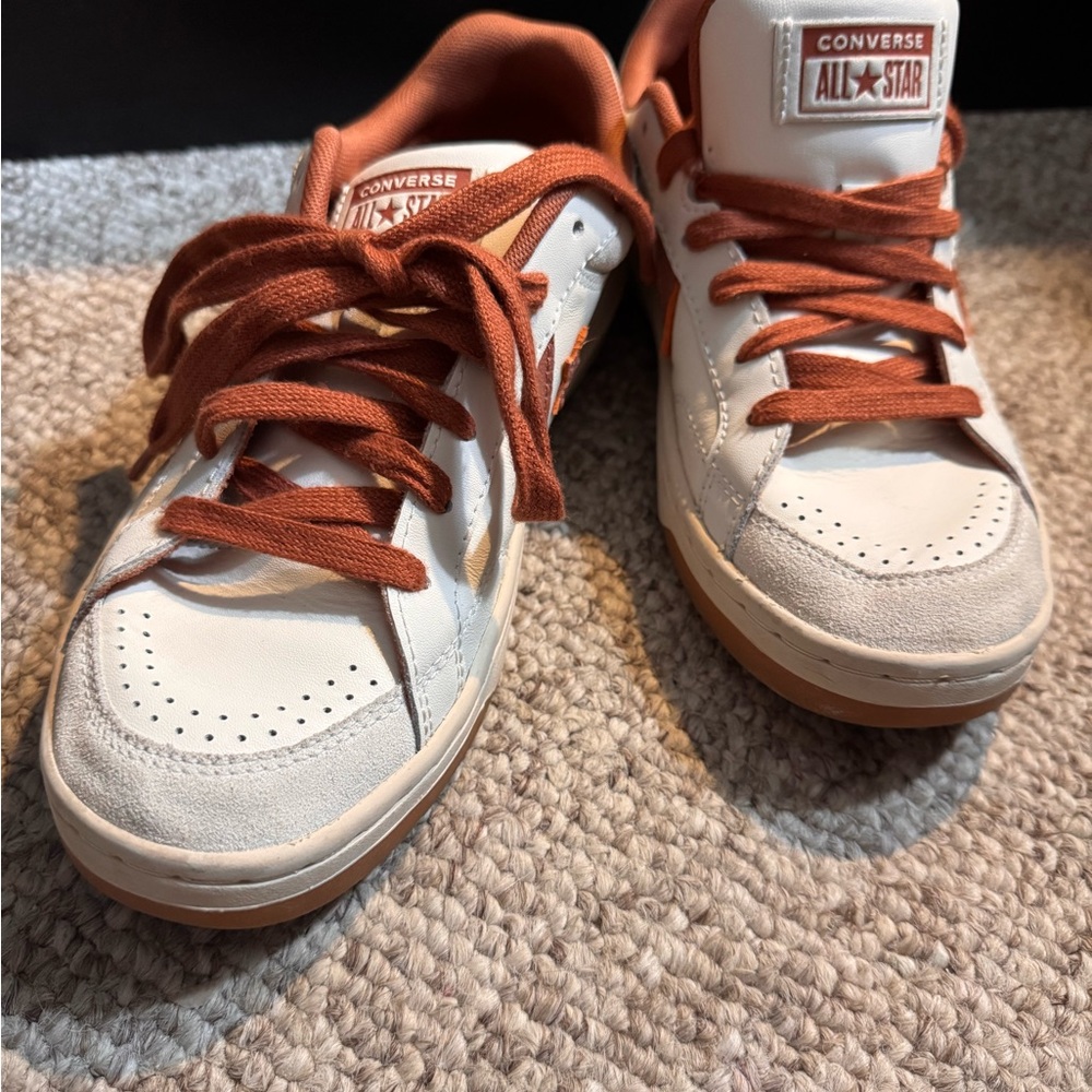 Converse Leather White and Orange Sneakers